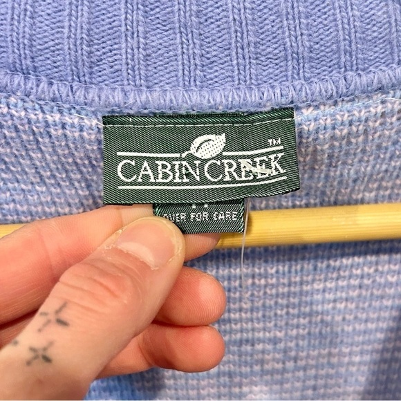 Cozy Cabin Creek Vintage Cardigan V Neck Button Up Blue & Pink Medium 90s - Picture 5 of 7